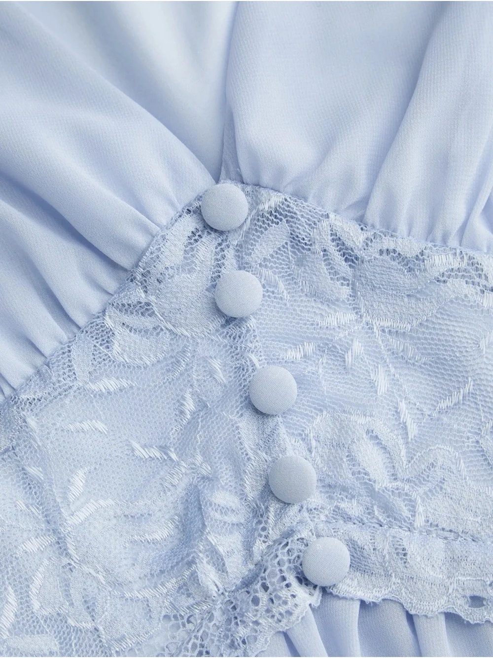 Cider Pale Blue Lace-Trim Chiffon Girl's Party Dress